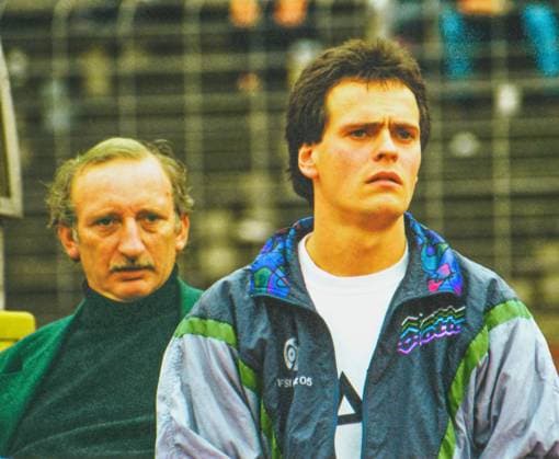 From 2 BL season 1992793 Hannover 96 FSV Mainz 05 1 3 on 19 09 1992 In photo Mainz Co coach Hermann Hummels and vice Peter Ahrens