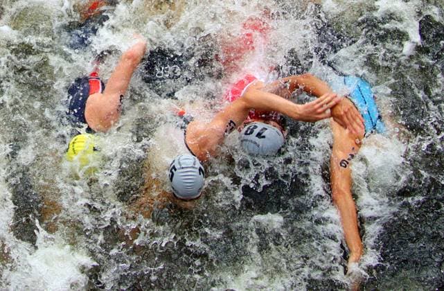 Triathlon World Championships in Hamburg, qualification super sprint, elite men final runs