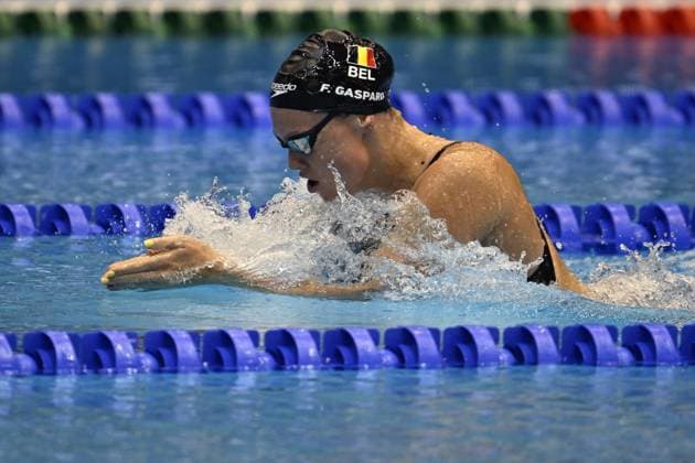 Belgian Florine Gaspard pictured in action during the Relay 4x100m Mixed Relay, at the World Aquatics Championships swimming in Fukuoka, Japan on Wednesday 26 July 2023. NIKOLAxKRSTIC  x71116741x