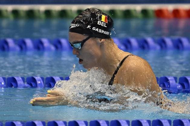 Belgian Florine Gaspard pictured in action during the Relay 4x100m Mixed Relay, at the World Aquatics Championships swimming in Fukuoka, Japan on Wednesday 26 July 2023. NIKOLAxKRSTIC  x71116742x