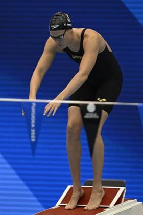Belgian Florine Gaspard pictured in action during the Relay 4x100m Mixed Relay, at the World Aquatics Championships swimming in Fukuoka, Japan on Wednesday 26 July 2023. NIKOLAxKRSTIC  x71116746x