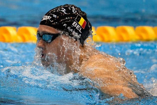 Belgian Florine Gaspard pictured in action during the women s 4x100m medley relay at the World Aquatics Championships swimming in Fukuoka, Japan on Sunday 30 July 2023. NIKOLAxKRSTIC  x71295486x