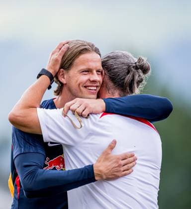 Leipzigs Oerjan Nyland at public training RB Leipzig training camp 20 July 2023 sports field ASV Reischach, Riscone South Tyrol Italy training camp RB Leipzig public training