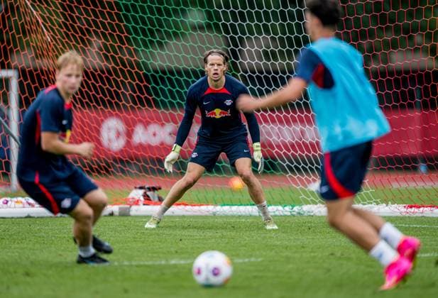 Leipzigs Oerjan Nyland at the public training RB Leipzig training camp 24 July 2023 sports field ASV Reischach, Riscone South Tyrol Italy training camp RB Leipzig public training
