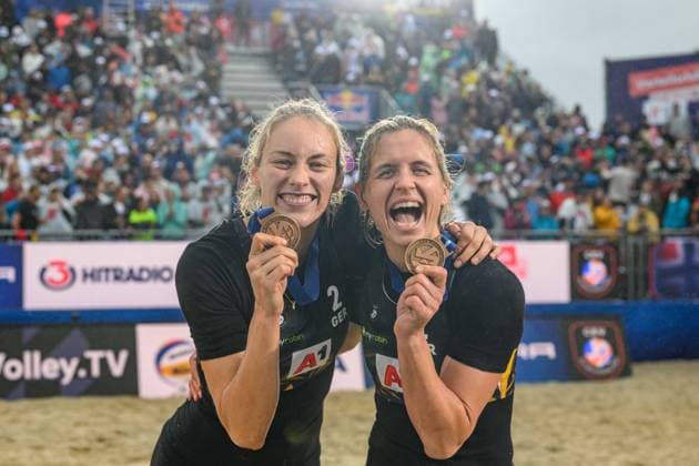 European Championships Beach Volleyball, Vienna, 05 08 2023 Louisa Lippmann Nr 2 GER , Laura Ludwig Nr 1 GER European Championships Beach Volleyball, Vienna on 05 08 2023 Copyright: xBEAUTIFULxSPORTS PeterxWeberx