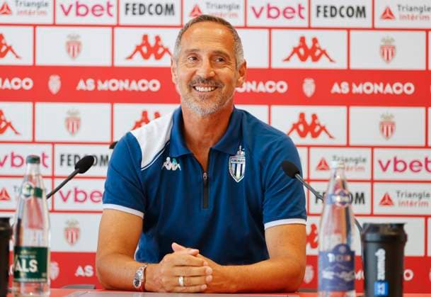 La Turbie, France August 11, 2023 AS Monaco Clermont Foot Press Conference with Austrian Coach Adolf Adi Huetter, Hutter, Hütter Mandoga Media Germany AS Monaco Clermont Foot Press Conference