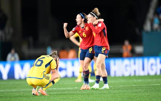 AUCKLAND 20230815 Swedens Filippa Angeldahl after losing to Spain in the semi-final of the World Cup at Eden Park in Auckland, New Zealand Auckland New Zealand x10050x  Copyright: xPontusxLundahl TTx FOTBOLLS-VM 2023 SPANIEN - SVERIGE