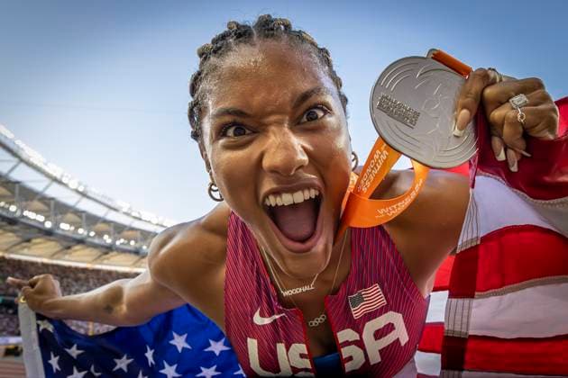 World Athletics Championships Budapest 23 Hungary, 20 08 2023 Budapest, Hungary August 20 Tara DAVIS WOODHALL of the UNITED STATES USA wins SILVER in the long jump on day 2 of the World Athletics Championships Budapest 23 at the National Athletics Centre in Budapest, Hungary on August 20, 2023 Copyright: xBEAUTIFULxSPORTS AxelxKohringx