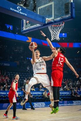 Basketball Okinawa 25 08 2023 FIBA Basketball World Cup 2023 Mens World Cup Preliminary Round Germany GER Japan JPN Johannes Voigtmann Germany, No 07 YUTA WATANABE Japan, No 12