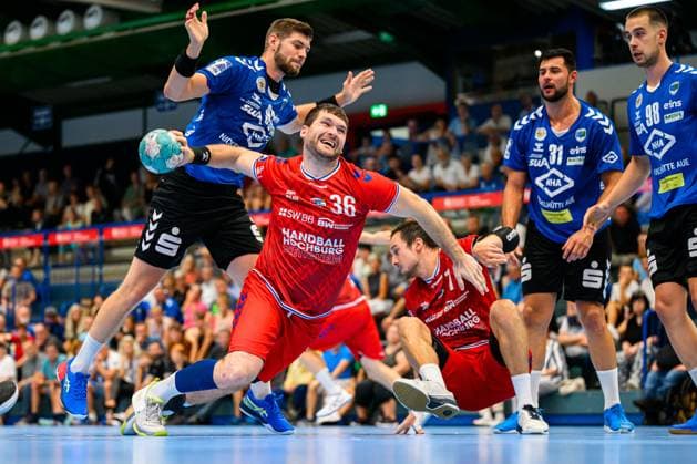 Aue, 26 August 2023 DHB Cup 23 24 EHV Aue SG BBM Bietigheim Jonathan Fischer Bietigheim Lössnitz Erzgebirgshalle Germany