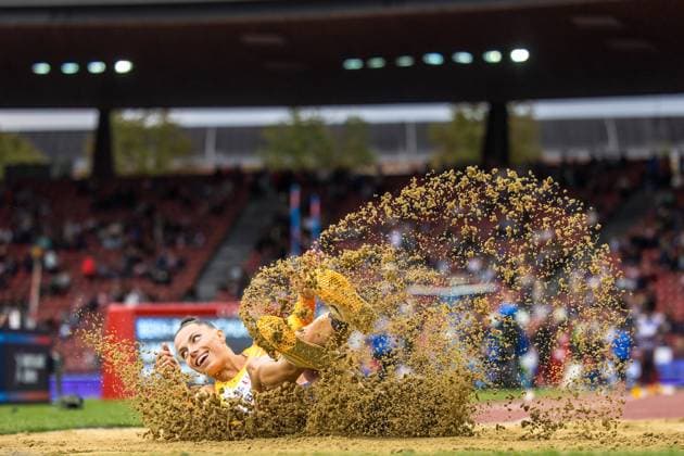 Weltklasse Zuerich 2023 31 08 2023 Maryna BEKH ROMANCHUK UKR competes in the triple jump at Weltklasse Zuerich 2023 in Zuerich, on Thursday, August 31, 2023 Copyright: xBEAUTIFULxSPORTS OlafxRellischx