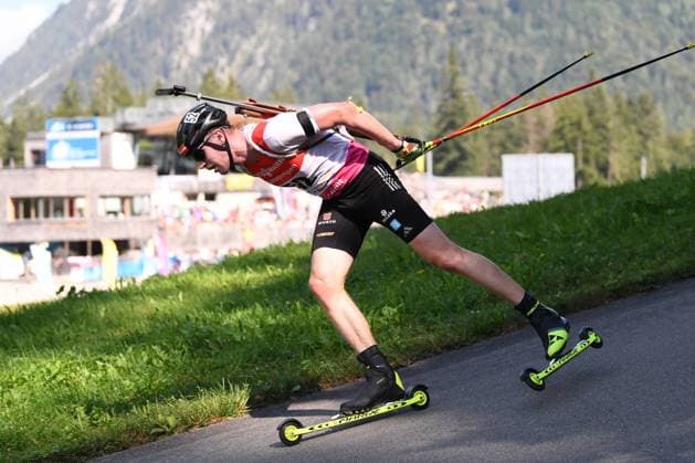Biathlon, Summer Biathlon KÜHN Johannes WSV Reit im Winkl ZOLL BSV C at the German Championship Biathlon Ruhpolding Sprint 10 km of men on 09 09 2023, Germany, Upper Bavaria Ruhpolding Chiemgau Arena Upper Bavaria Germany