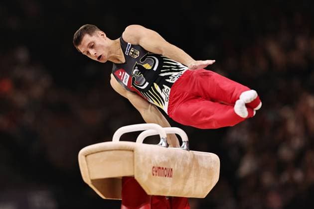 Lukas Dauser, GER, during qualification at 2023 Les Nouveaux Internationaux De France De Gymnastique in Paris Bercy, world cup 16 09 2023