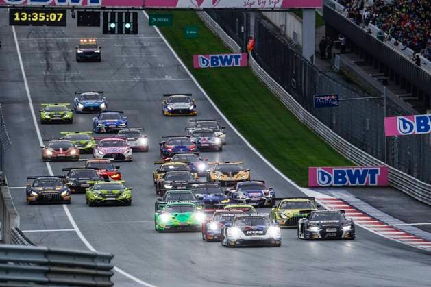 DTM Spielberg 2023, start, 75 Porsche 911 GT3 R, KÜS Team Bernhard Laurin Heinrich, 3 Audi R8 LMS GT3 Evo2, ABT Sportsline Kelvin van der Linde Spielberg Austria
