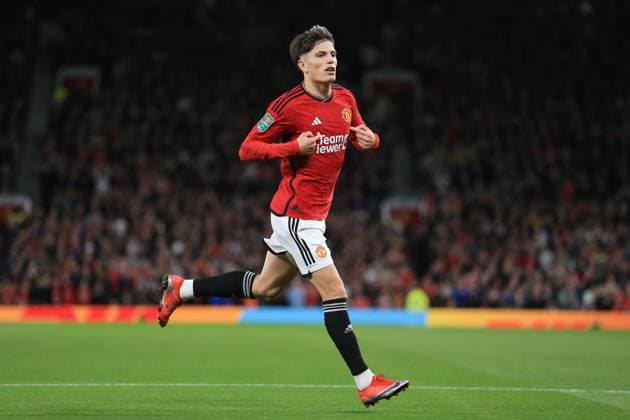 Fußball Carabao Cup 3. Runde Manchester United v Crystal Palace 26. September 2023 Carabao Cup 3. Runde Manchester United v Crystal Palace Alejandro Garnacho von Manchester United jubelt nach seinem 1. Tor Foto Simon Stacpoole Abseits Manchester UK  Copyright: xSimonxStacpoolexOffside