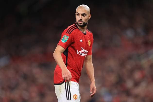 Fußball Carabao Cup 3. Runde Manchester United v Crystal Palace 26. September 2023 Carabao Cup 3. Runde Manchester United v Crystal Palace Sofyan Amrabat von Manchester United Foto Simon Stacpoole Abseits Manchester UK  Copyright: xSimonxStacpoolexOffside