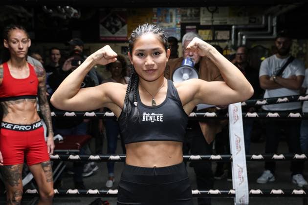 Boxing Boxing in the North, Libra, Hamburg, 02 10 2023 WIBF WBFed World Championship Fai Phannarai Netisri GER Danielle Bennett USA Hamburg Germany