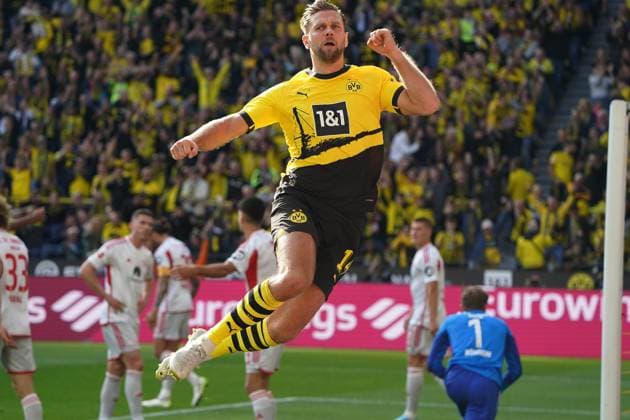 Football, 1 BL season 2023 2024, Borussia Dortmund 1 FC Union Berlin , 07 10 2023, Signal Iduna Park Dortmund Niclas Füllkrug BVB, action, single image, cheers ,