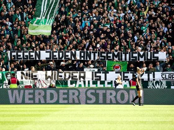 Werder fans with anti-Semitism banner GER, SV Werder Bremen 1 FC Koeln, football, womens Bundesliga, 4 match day, season 2023 2024, 14 10 2023 GER, SV Werder Bremen 1 FC Koeln, football, womens Bundesliga, 4 match day, season 2023 2024, 14 10 2023 Bremen Copyright: xEibner-Pressefoto xStephaniexZerx EP_SZE
