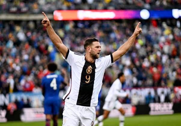14 10 2023, Soccer National Teams Friendlies 2023, International Match, USA Germany, at Pratt Whitney Stadium at Rentschler Field Hartford, Conneticut, USA , Niclas Füllkrug Germany Goal Cheer