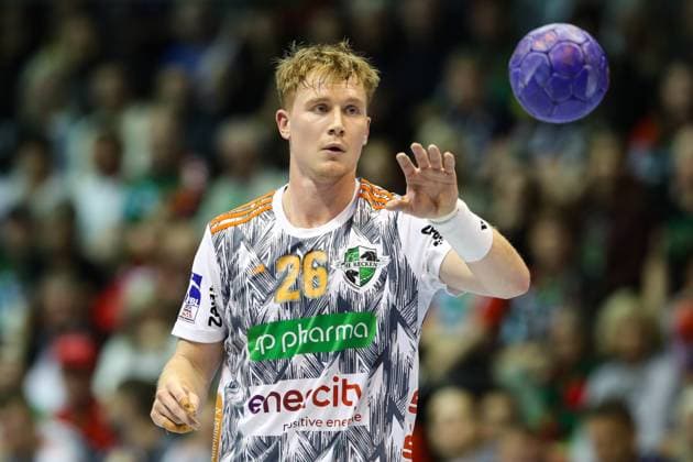 Jonathan Edvardsson TSV Hannover Burgdorf,26 Handball Bundesliga season 2023 2024 SC Magdeburg vs TSV Hannover Burgdorf in the GETEC Arena in Magdeburg single image,action,handball,Germany,15 10 2023