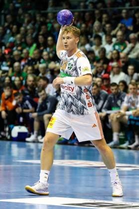 Jonathan Edvardsson TSV Hannover Burgdorf,26 Handball Bundesliga season 2023 2024 SC Magdeburg vs TSV Hannover Burgdorf in the GETEC Arena in Magdeburg Freisteller,action,handball,Germany,15 10 2023
