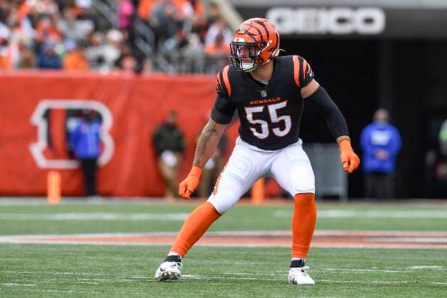 CINCINNATI, OH - OCTOBER 15: Cincinnati Bengals Linebacker Logan Wilson (55) defends during the NFL, American Football Herren, USA game between the Seattle Seahawks and the Cincinnati Bengals on October 15, 2023, at Paycor Stadium in Cincinnati, Ohio. (Photo by Michael Allio Icon Sportswire) NFL: OCT 15 Seahawks at Bengals EDITORIAL USE ONLY Icon116231015068