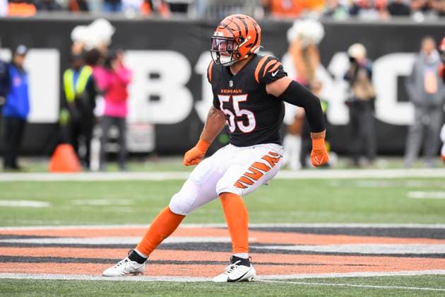 CINCINNATI, OH - OCTOBER 15: Cincinnati Bengals Linebacker Logan Wilson (55) defends during the NFL, American Football Herren, USA game between the Seattle Seahawks and the Cincinnati Bengals on October 15, 2023, at Paycor Stadium in Cincinnati, Ohio. (Photo by Michael Allio Icon Sportswire) NFL: OCT 15 Seahawks at Bengals EDITORIAL USE ONLY Icon116231015103
