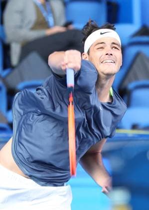 October 17, 2023, Tokyo, Japan - Taylor Fritz of the United States delivers a service against British Cameron Norrie during the first round match of the Japan Open tennis championships at the Ariake Colosseum in Tokyo on Tuesday, October 17, 2023. (photo by Yoshio Tsunoda AFLO) Noxthirdxpartyxsales (0308899209st)