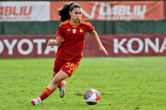 Giada Pellegrino Cimo of AS Roma in action during the Women Champions League round 2, 2nd leg match between Vorskla Poltava and AS Roma at Tre Fontane stadium, Rome (Italy), October 18th, 2023. andreaxstaccioli