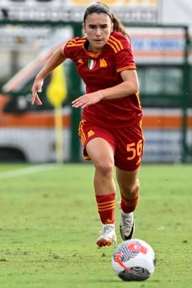 Giada Pellegrino Cimo of AS Roma in action during the Women Champions League round 2, 2nd leg match between Vorskla Poltava and AS Roma at Tre Fontane stadium, Rome (Italy), October 18th, 2023. andreaxstaccioli