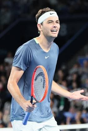October 19, 2023, Tokyo, Japan - Taylor Fritz of the United States isdisappointed as he lost a key point against Japan s Shintaro Mochizuki during the second round match of the Japan Open tennis championships at the Ariake Colosseum in Tokyo on Thursday, October 19, 2023. ( AFLO) Tokyo Japan - ZUMA 0309260708st Copyright: xYoshioxTsunodax