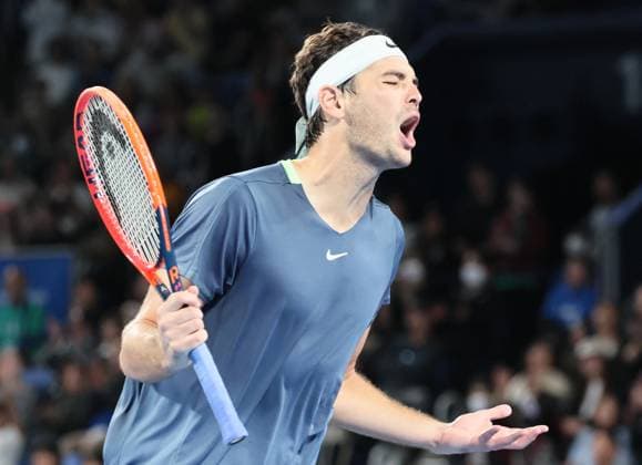 October 19, 2023, Tokyo, Japan - Taylor Fritz of the United States is disappointed as he lost a key point against Japan s Shintaro Mochizuki during the second round match of the Japan Open tennis championships at the Ariake Colosseum in Tokyo on Thursday, October 19, 2023. ( AFLO) Tokyo Japan - ZUMA 0309260782st Copyright: xYoshioxTsunodax