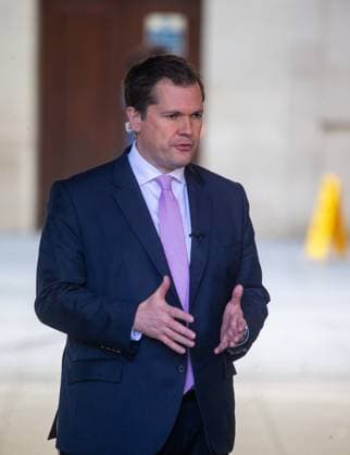 October 22, 2023, London, England, United Kingdom: Minister for Immigration ROBERT JENRICK is seen outside BBC as he appears on Sunday With Laura Kuenssberg. London United Kingdom - ZUMAs262 20231022_zip_s262_047 Copyright: xTayfunxSalcix