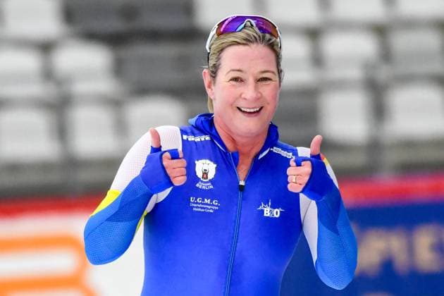 ICE SNOW RACING cheers of PECHSTEIN Claudia EJB at the German Championship single track speed skating over 5 000m incl int Invitation Race in Inzell on 28 10 2023, Germany, Upper Bavaria, Traunstein Inzell Max Aicher Arena Upper Bavaria Germany