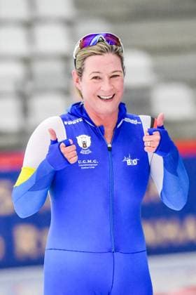 ICE SNOW RACING cheers of PECHSTEIN Claudia EJB at the German Championship single track speed skating over 5 000m incl int Invitation Race in Inzell on 28 10 2023, Germany, Upper Bavaria, Traunstein Inzell Max Aicher Arena Upper Bavaria Germany