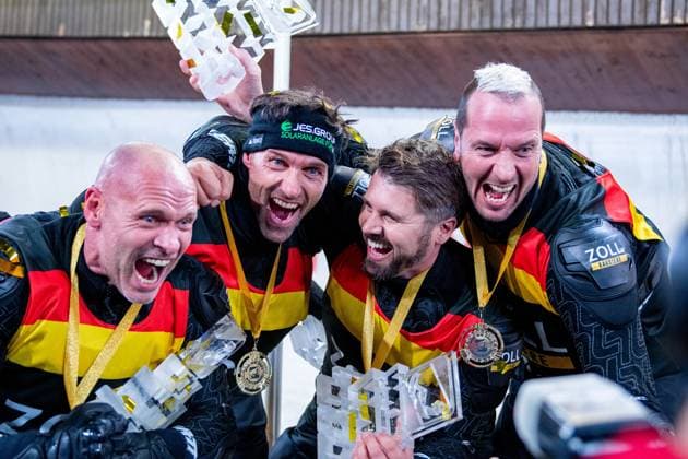 TV Total Wok WM Veltins Eisarena Winterberg, 11 11 2023 The winning team Thore Schoelermann, Pascal Hens, Sven Hannawald, Thorsten Legat, Team Germany 2 TV Total Wok WM Veltins Eisarena Winterberg, 11 11 2023 Copyright: xBEAUTIFULxSPORTS Erlhofx
