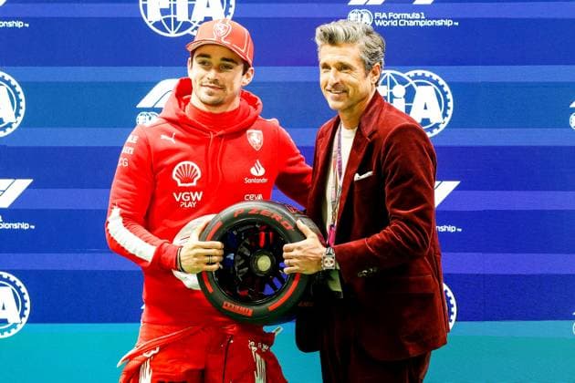 16 Charles Leclerc MCO, Scuderia Ferrari , Patrick Dempsey, F1 Grand Prix of Las Vegas at Las Vegas Strip Circuit on November 18, 2023 in Las Vegas, United States of America Photo by HOCH ZWEI Las Vegas United States of America