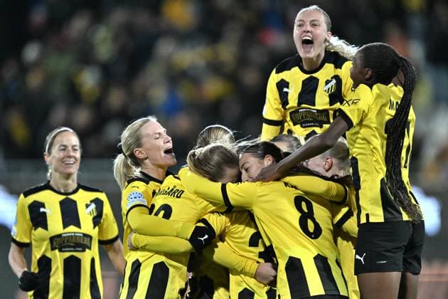 Häcken celebrates Katariina Kosola 30 goal 2 1 during the UEFA Women s Champions League football match, group D, between Häcken and Real Madrid at Hisingen Arena in Gothenburg, Sweden, November 23 2023 GOTHENBURG SWEDEN x9200x  Copyright: xBjörnxLarssonxRosvall TTx CHAMPIONS LEAGUE HÄCKEN-REAL MADRID
