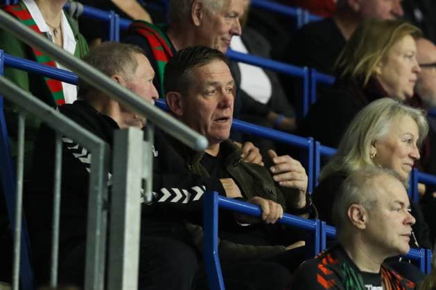 National coach Alfred Gislason watches the game Handball Bundesliga season 2023 2024 SC Magdeburg vs VfL Gummersbach in the GETEC Arena in Magdeburg Crop,singleimage,action,23