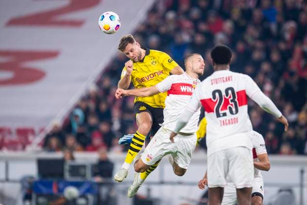 06 12 2023 Soccer, 2023 2024, DFB Cup, Round of 16, VfB Stuttgart Borussia Dortmund L M Niclas Füllkrug Dortmund , Waldemar Anton Stuttgart DFB REGULATIONS PROHIBIT ANY USE OF PHOTOGRAPHS AS IMAGE SEQUENCES AND OR QUASI VIDEO Stuttgart Baden Württemberg Germany MHPArena Stuttgart