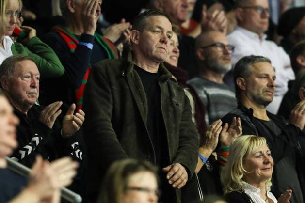 National coach Alfred Gislason watches the game Handball Bundesliga season 2023 2024 SC Magdeburg vs VfL Gummersbach in the GETEC Arena in Magdeburg Crop,singleimage,action,23