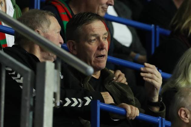 National coach Alfred Gislason watches the game Handball Bundesliga season 2023 2024 SC Magdeburg vs VfL Gummersbach in the GETEC Arena in Magdeburg Crop,singleimage,action,23