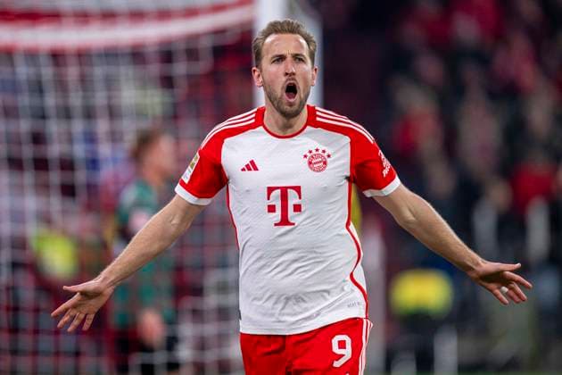 Soccer 1 Bundesliga, Matchday 15 FC Bayern Munich VfB Stuttgart on 17 12 2023 at Allianz Arena in Munich Munichs Harry Kane celebrates after his goal for 2 0 IMPORTANT NOTICE According to the regulations of the DFL German Football League or the DFB German Football Association, it is prohibited to use or have used photographs taken in the stadium and or of the match in the form of sequential images and or video-like photo series Copyright: xKirchner DavidxInderliedx