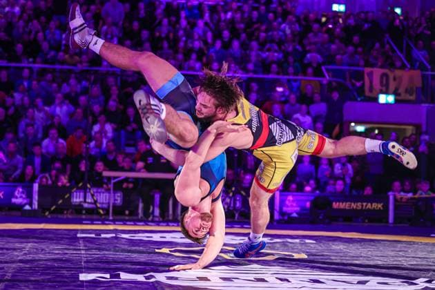 Semifinals German Team Championships in Wrestling Preliminary match of the BIRTAT Bundesliga Kleinostheim vs Koellerbach Kleinostheim, 06 01 2024 Kleinostheim vs Koellerbach 86kg Greek Roman Style Alexandrin Gutu Red Kleinostheim vs Kevin Gremm Blue Koellerbach