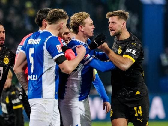 Dispute between Matej Maglica SV Darmstadt 98, 05 and Niclas Fuellkrug Borussia Dortmund, 14 , GER, SV Darmstadt 98 vs Borussia Dortmund, Football, Bundesliga, Matchday 17, Season 2023 24, 13 01 2024 DFL REGULATIONS PROHIBIT ANY USE OF PHOTOGRAPHS AS IMAGE SEQUENCES AND OR QUASI VIDEO GER, SV Darmstadt 98 vs Borussia Dortmund, Football, Bundesliga, Matchday 17, Season 2023 24, 13 01 2024 Darmstadt Copyright: xEibner-Pressefoto FlorianxWieganx EP_FWD