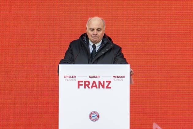 Uli Hoeness Member of the Supervisory Board FC Bayern Muenchen eV and Honorary President of FC Bayern, Franz Beckenbauers memorial service in the Allianz Arena 19 01 2024 Munich Bavaria Germany Copyright: xkolbert-press UlrichxGamelx