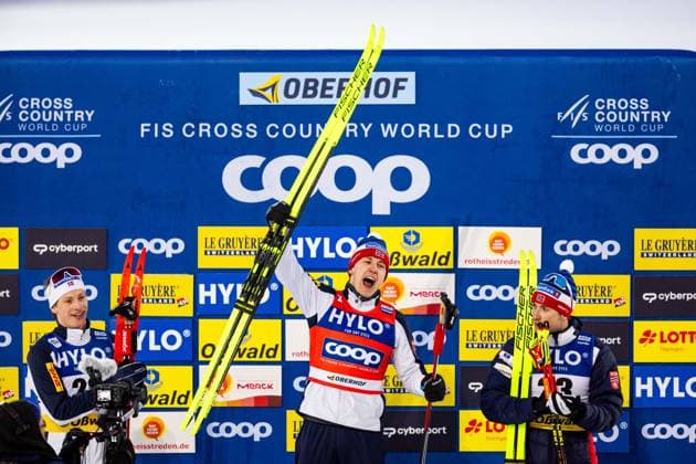 19 01 2024, GER, Cross-country skiing, Men , Season 2023 2024, Coop FIS Cross Country World Cup Sprint Race KLAEBO Johannes Hoesflot VALNES Erik JOUVE Richard 98559 Oberhof LOTTO Thüringen ARENA am Rennst Thüringen Germany