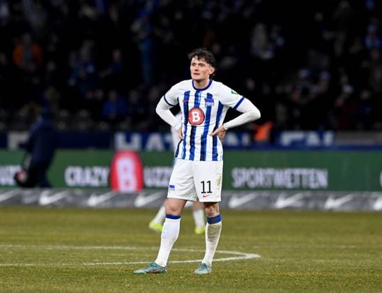 Soccer, Men, Season 2023 2024, 2 Bundesliga 20 Matchday , Hertha BSC Hamburger SV, Fabian Reese Hertha BSC , Disappointment after final whistle, 03 02 2024, Copyright: xSebastianxRäppold MatthiasxKochx