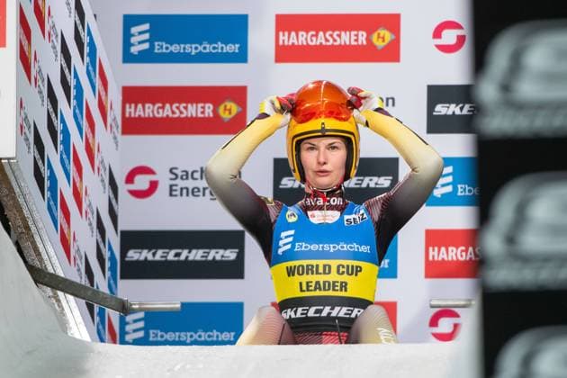 Julia Taubitz Germany at the start, GER, FIL Luge Luge World Cup, Single Seater Ladies, Sachsen Energie Eiskanal Altenberg, 04 02 2024 GER, FIL Luge Luge World Cup, Single Seater Ladies, Sachsen Energie Eiskanal Altenberg, 04 02 2024 Altenberg Copyright: xEibner-Pressefoto Memmlerx EP_MMR